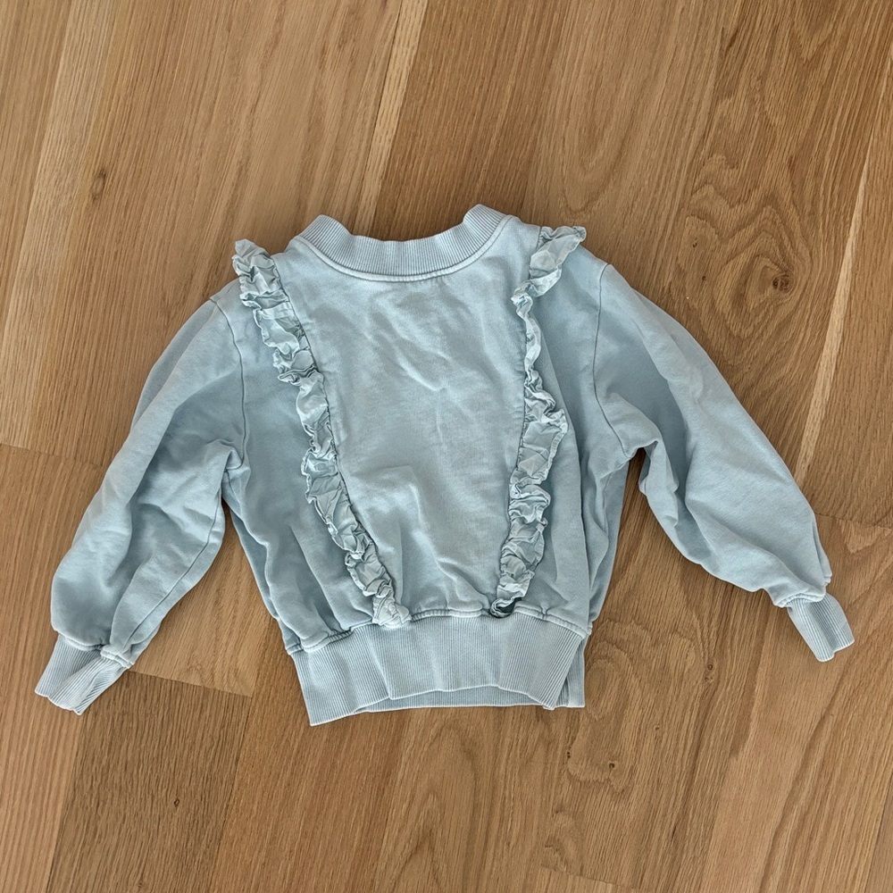 Molo Blue Organic Cotton Ruffle Sweatshirt for Little Girls